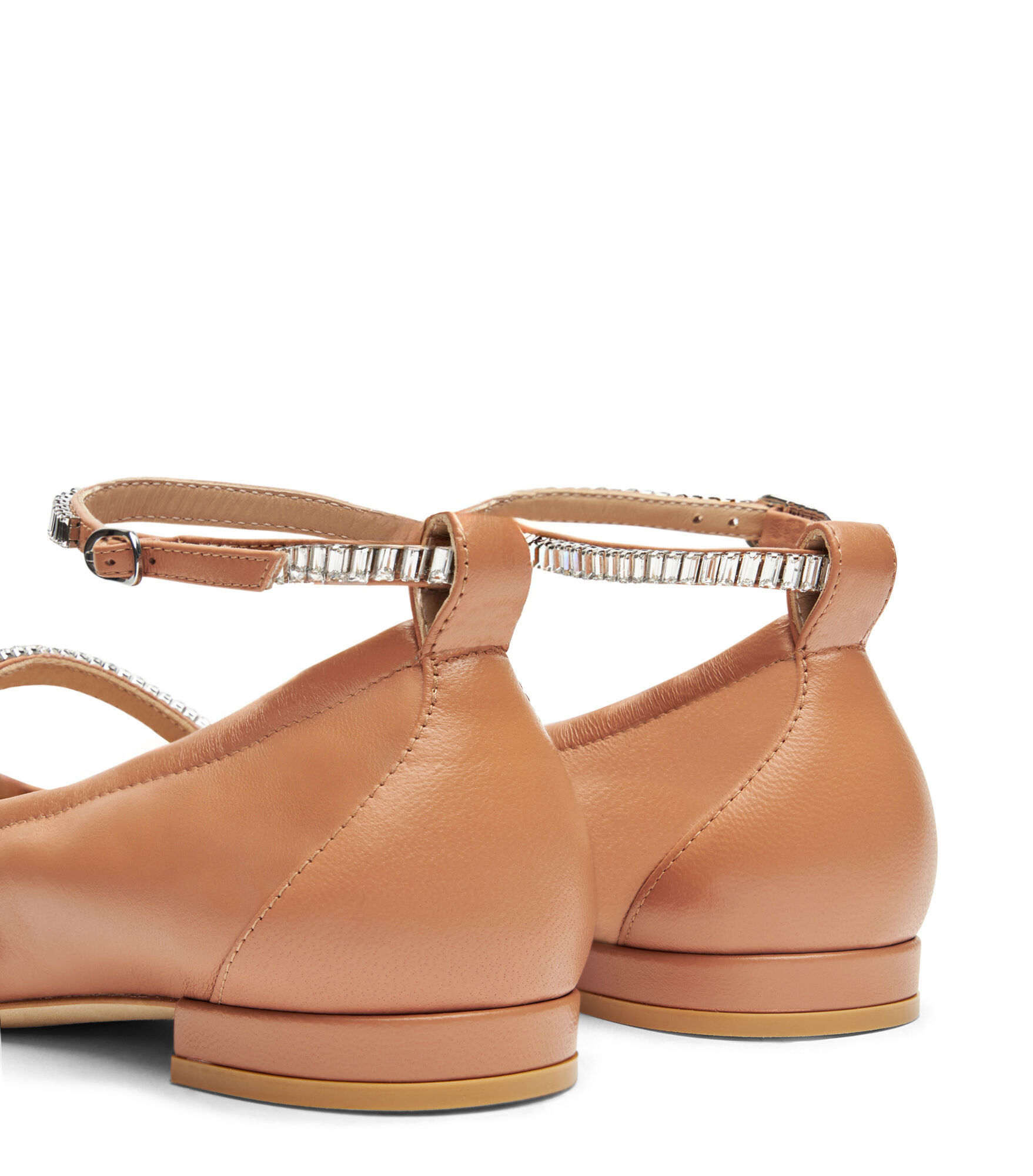 Stuart Weitzman , Stefanie Ballet Flat, Last Chance, Tan/clear, Lacquered Nappa/crystal In Nude