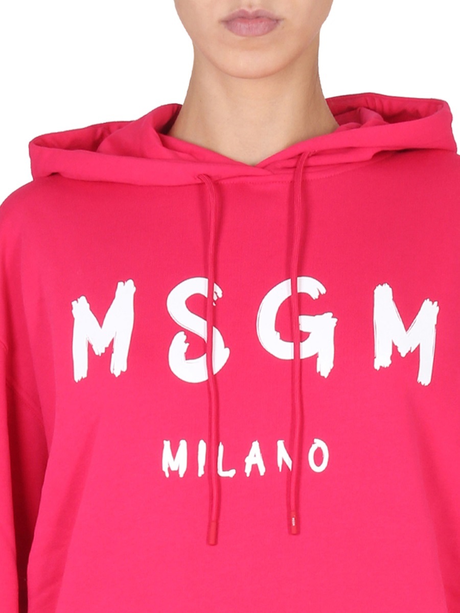 Msgm Logo-print Detail Hoodie In Red