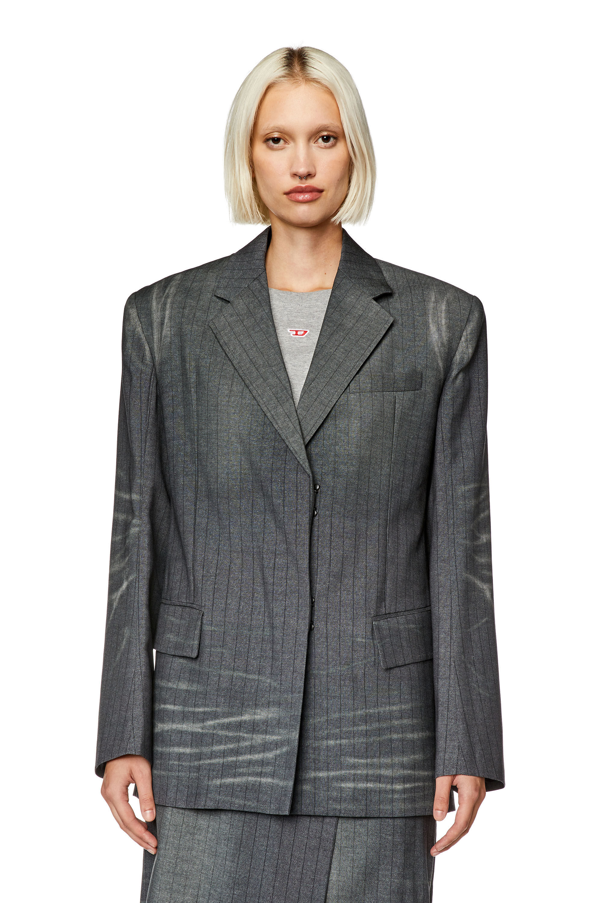 Diesel G-kess Whiskering-effect Blazer In Gray