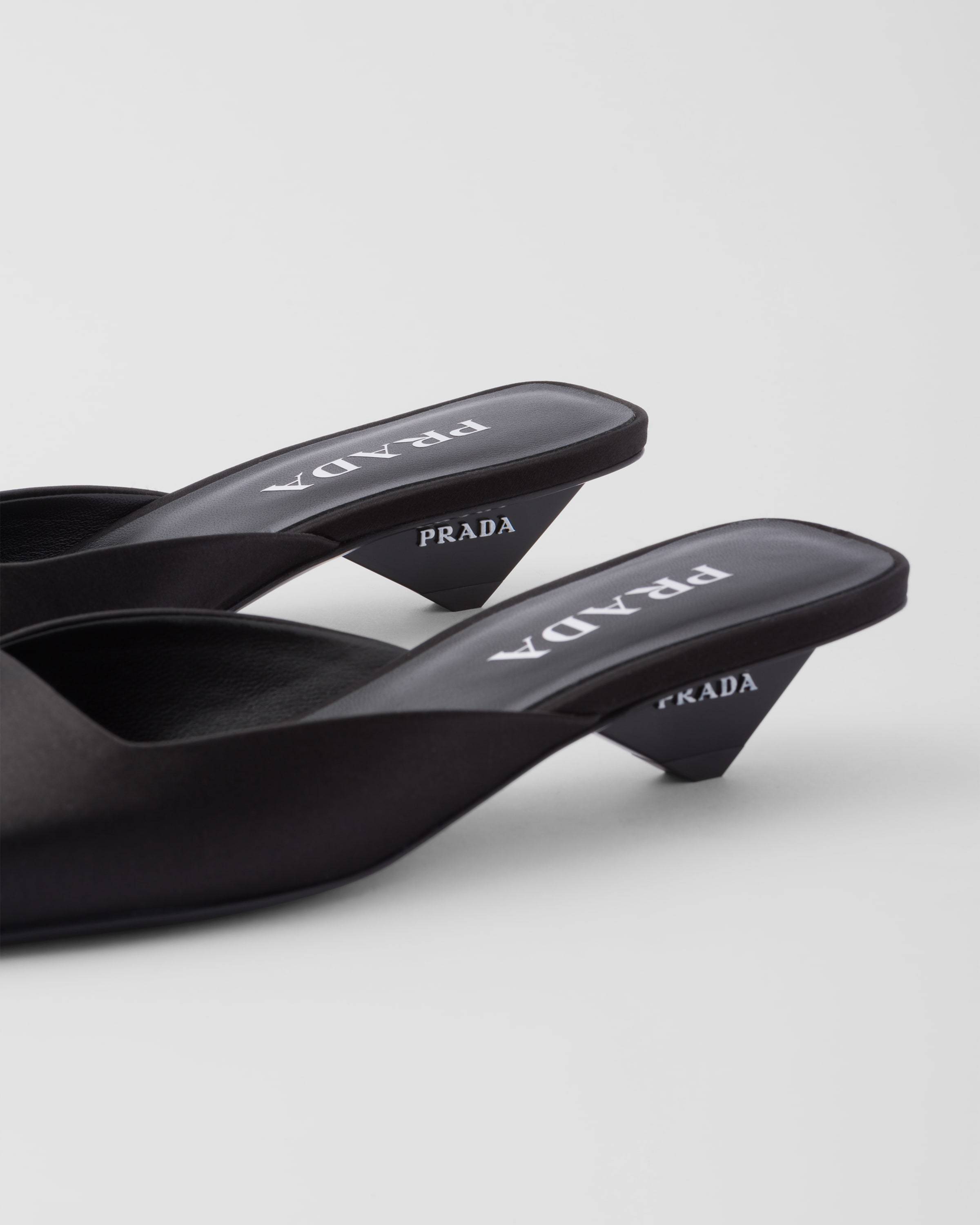 Prada Satin Square-toe Ballerina Mule Pumps In Black