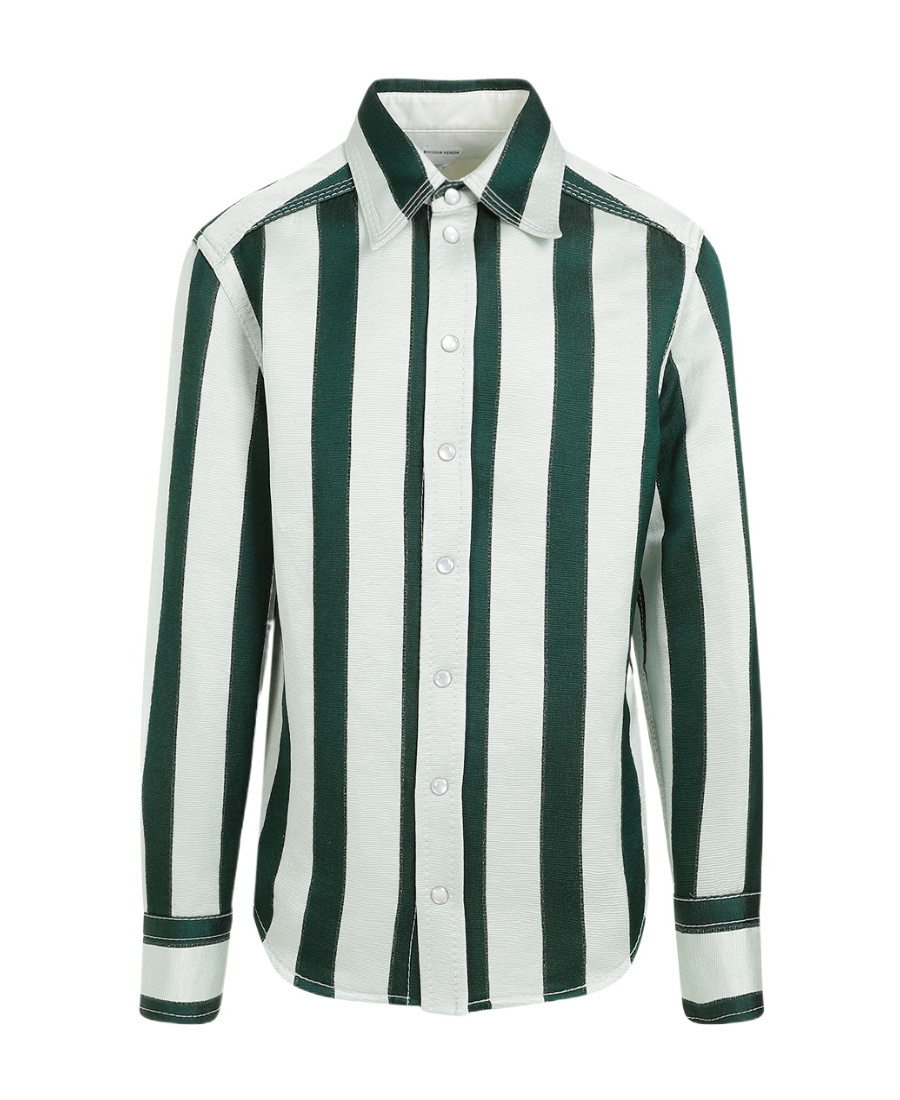 Bottega Veneta Long-sleeved Striped Shirt In White