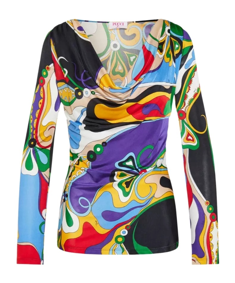 Emilio Pucci Printed Long-sleeved Top In Multicolor