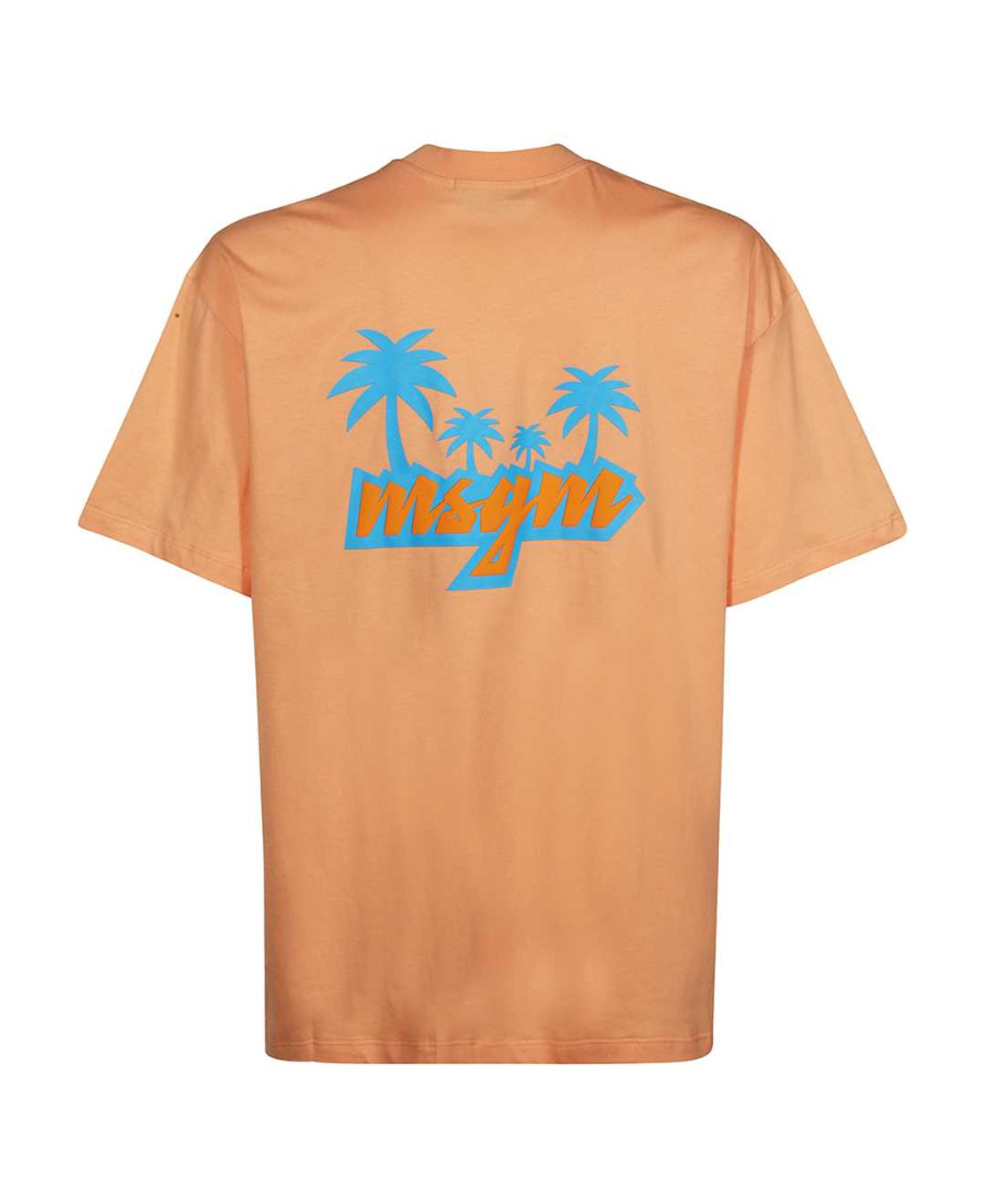 Msgm Logo Printed Crewneck T-shirt In Pink