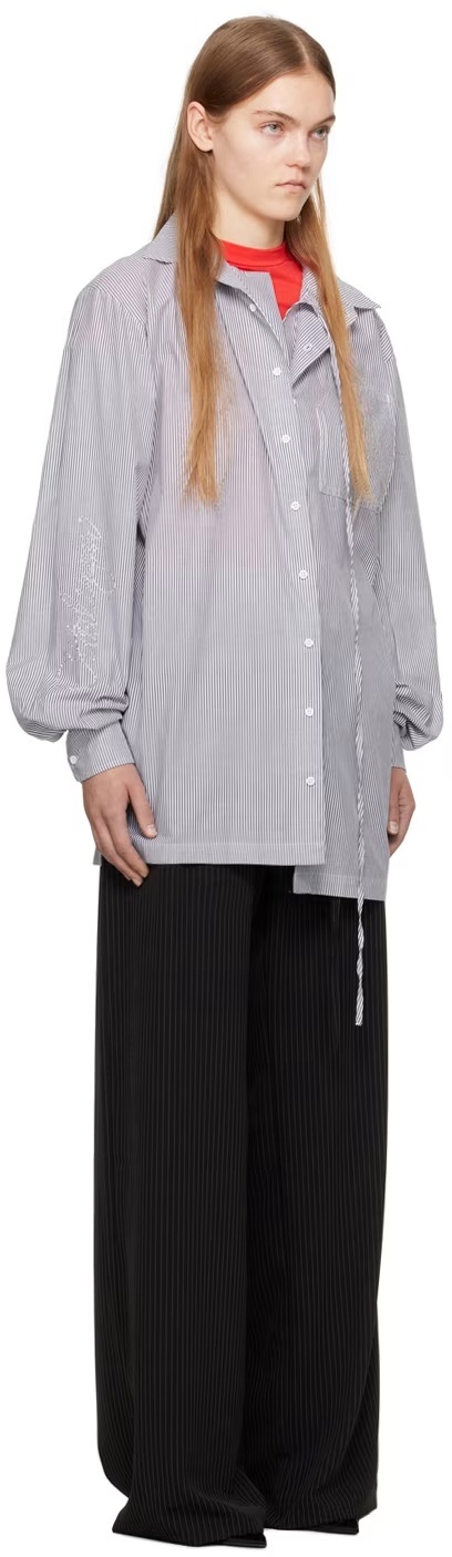 Ottolinger Rhinestone-embellished Striped Shirt In Gray