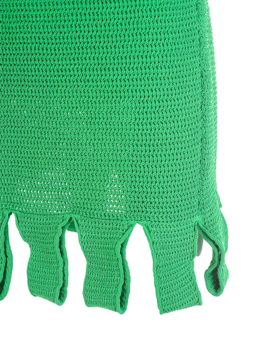 Bottega Veneta Open-knit Cotton-blend Mini Dress In Green