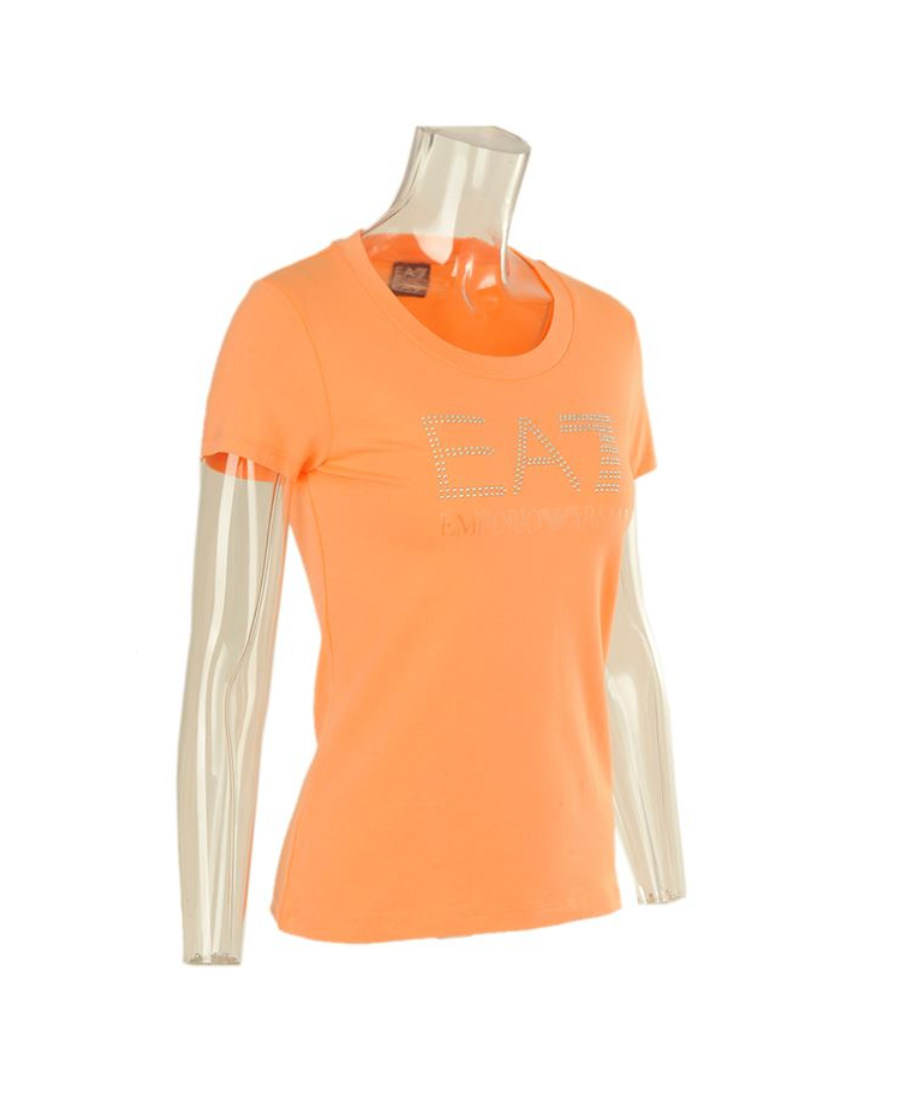 Ea7 T-shirt With Round Neck And Short Sleeves In Orange