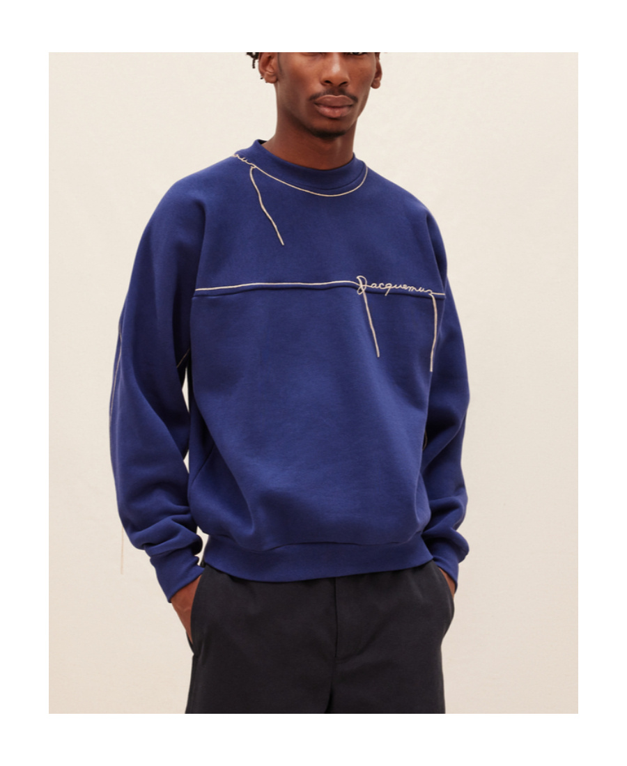 Jacquemus Le Fio Embroidered Sweatshirt In Blue