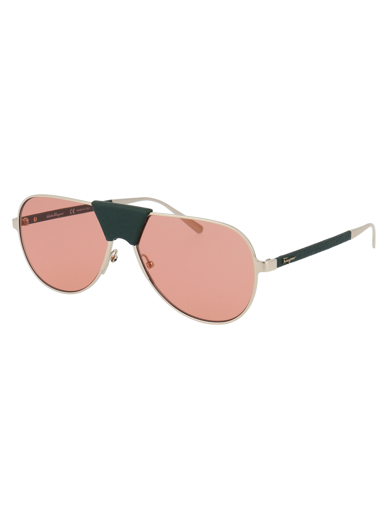 Ferragamo Light Gold Metal Sunglasses In Neutral