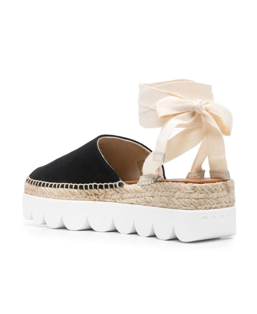 Shop Marni Black Canvas Petal Espadrillas In Nude