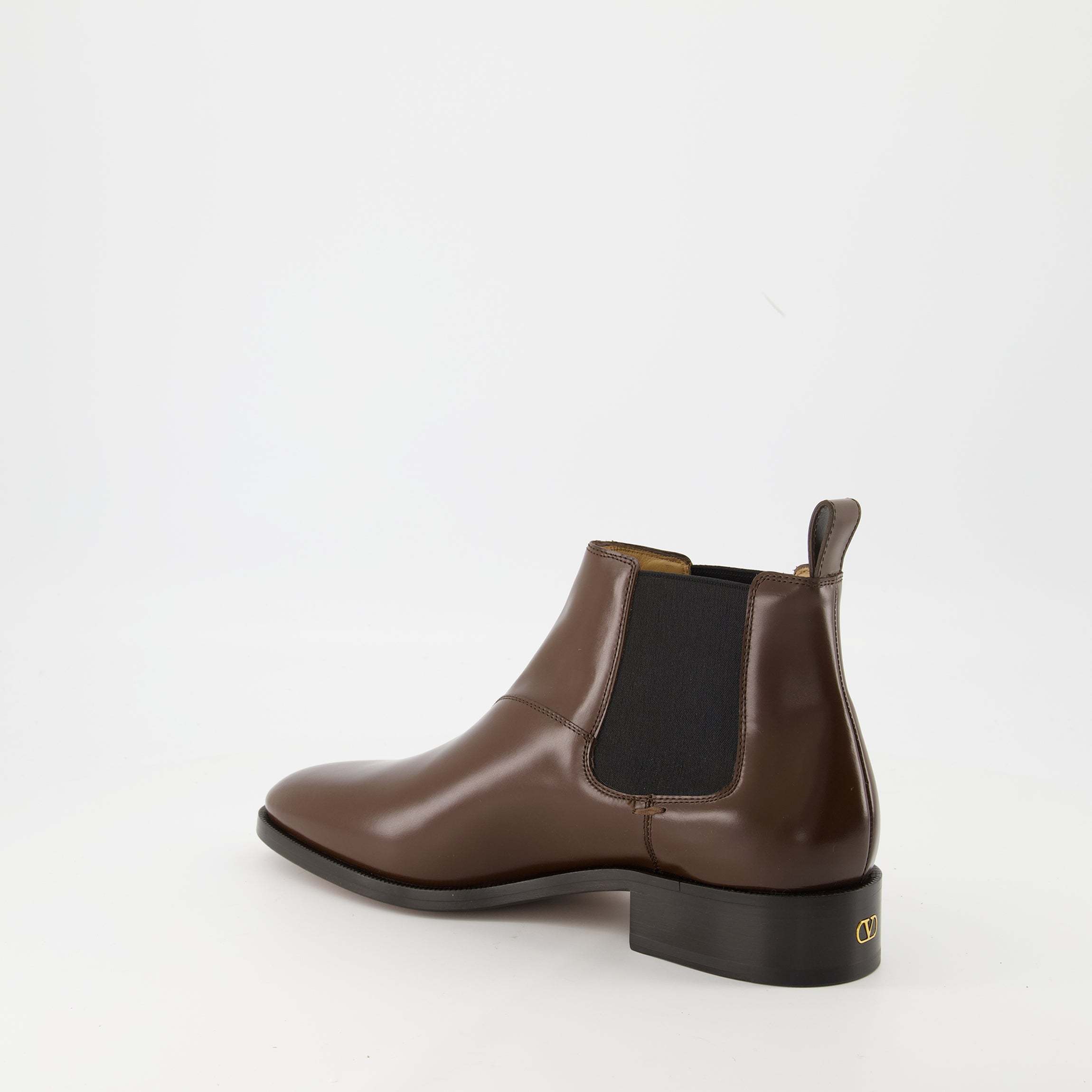 Valentino Round Toe Ankle Boots In Brown