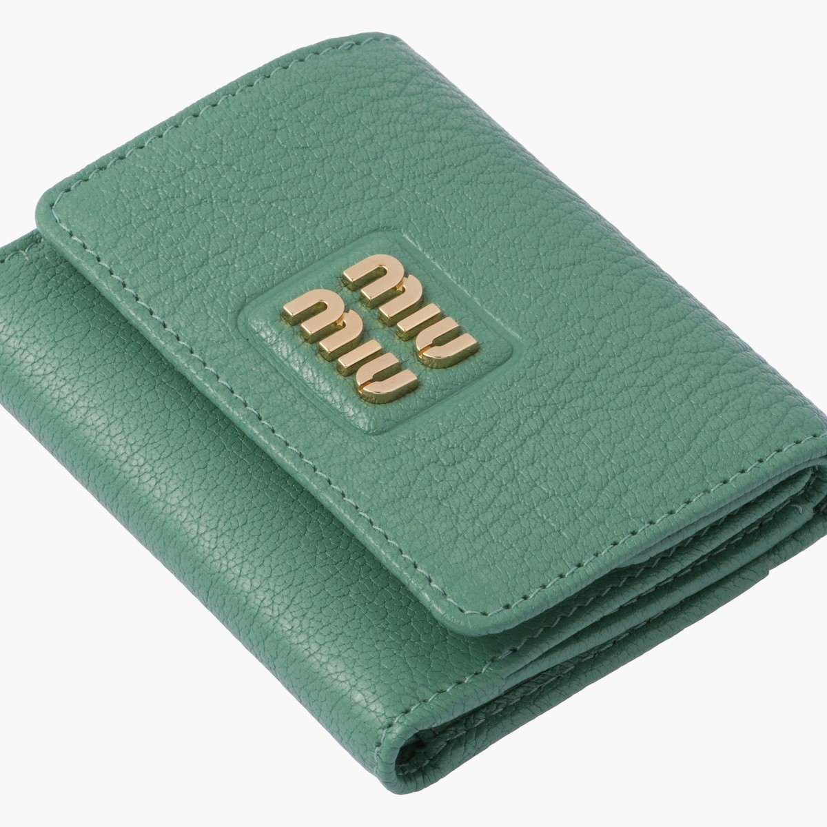 Miu Miu Small Madras Wallet In Green