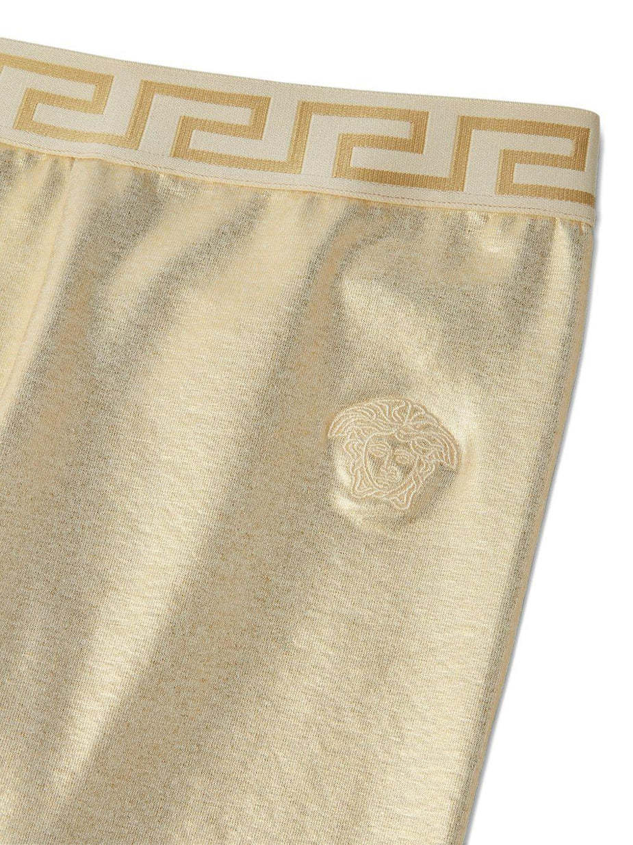 Versace Metallic High-waisted Leggings In Gold