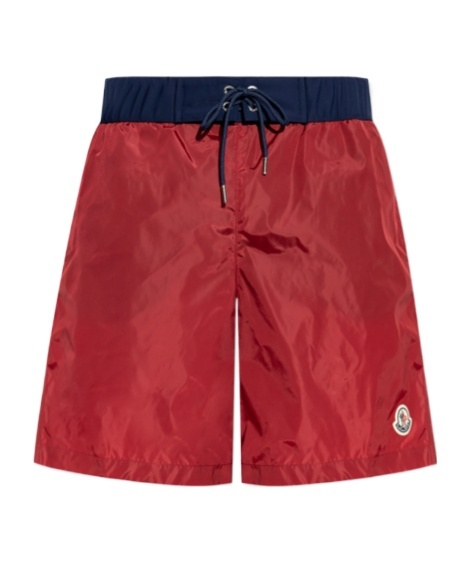 Moncler Nylon Logo Swim Shorts In Red