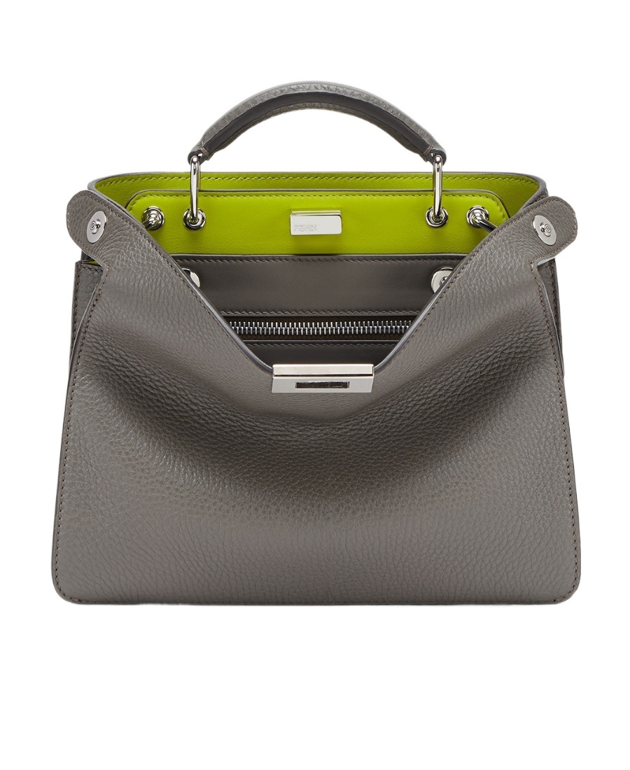 Fendi Peekaboo Twist-lock Tote Bag In Gray