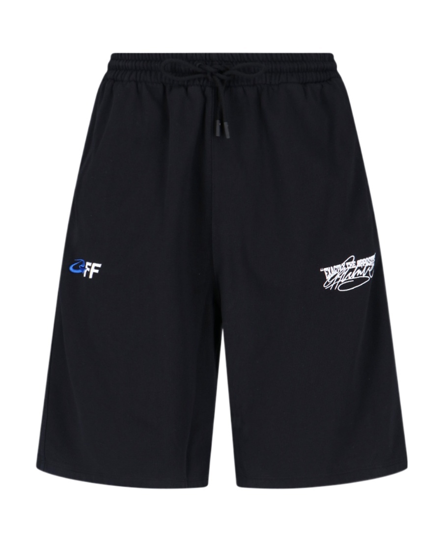Off-white Exact Opp Skate Cotton Track Shorts In Black