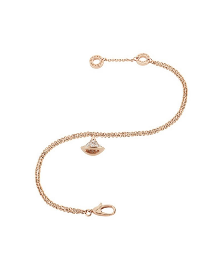 Bvlgari Womens Rose Gold Divas Dream 18ct Rose-gold And 0.26ct Brilliant-cut Diamond Charm Bracelet In Yellow