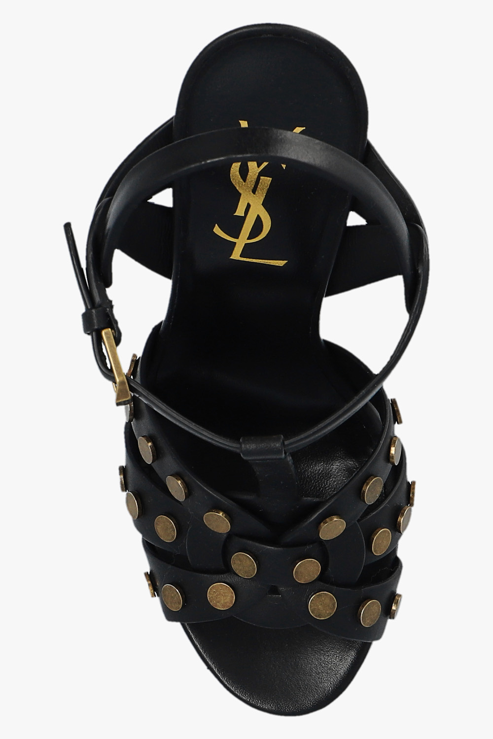 Saint Laurent Black Tribute Sandals With Studs And Platform For Women In Black