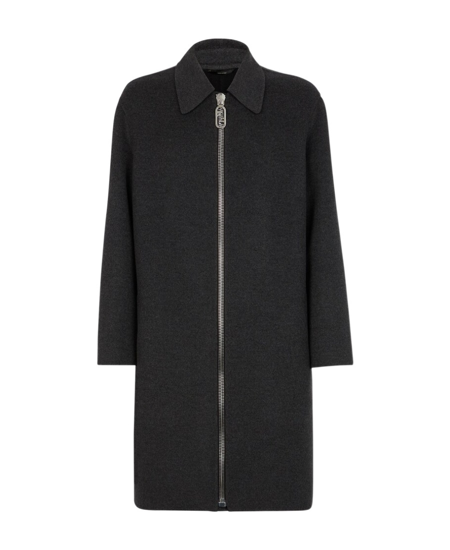 Fendi Single-breasted Cashmere Coat In Gray