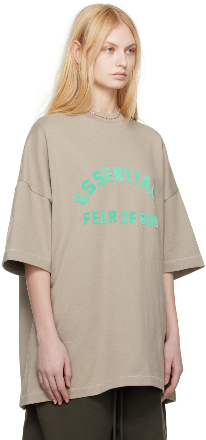Shop Essentials Logo-print T-shirt In Gray