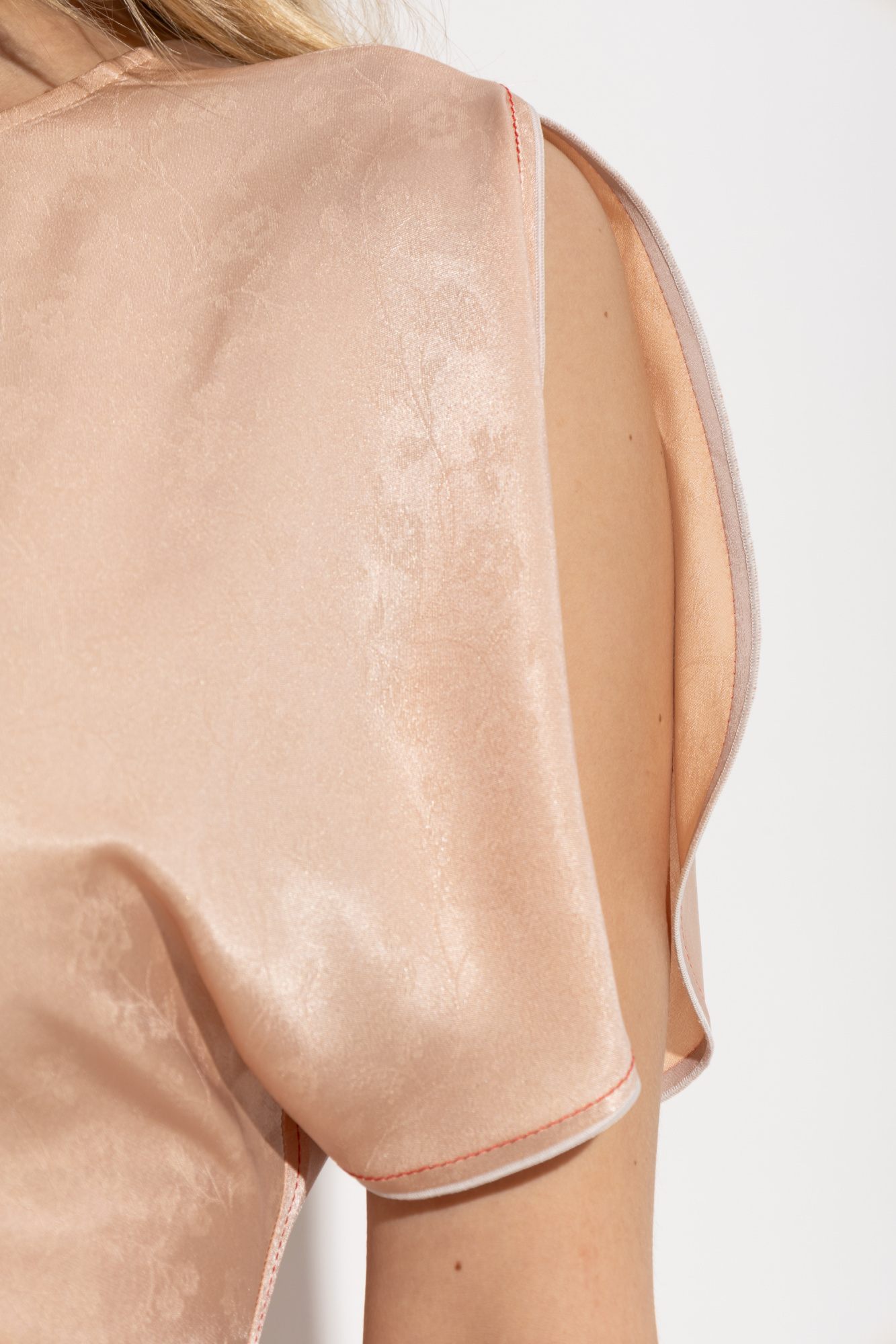 Victoria Beckham Light Pink Damask Dress With Gathering In Nude