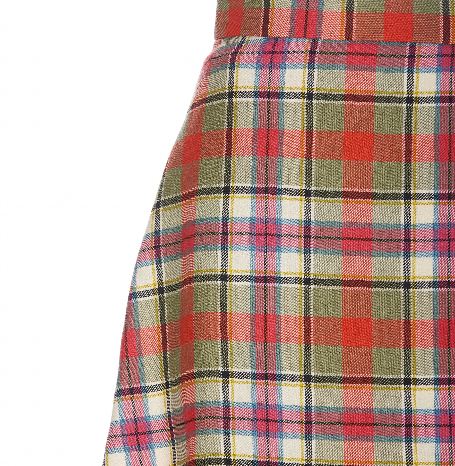 Vivienne Westwood Cut Off Checked Wool Miniskirt In Nude
