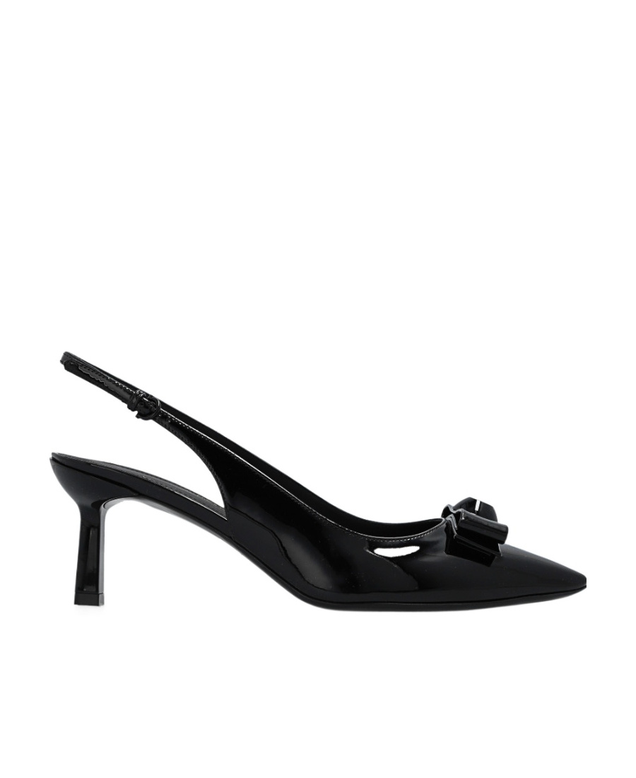 Ferragamo Arlene Bow Patent Slingback Pump In Black
