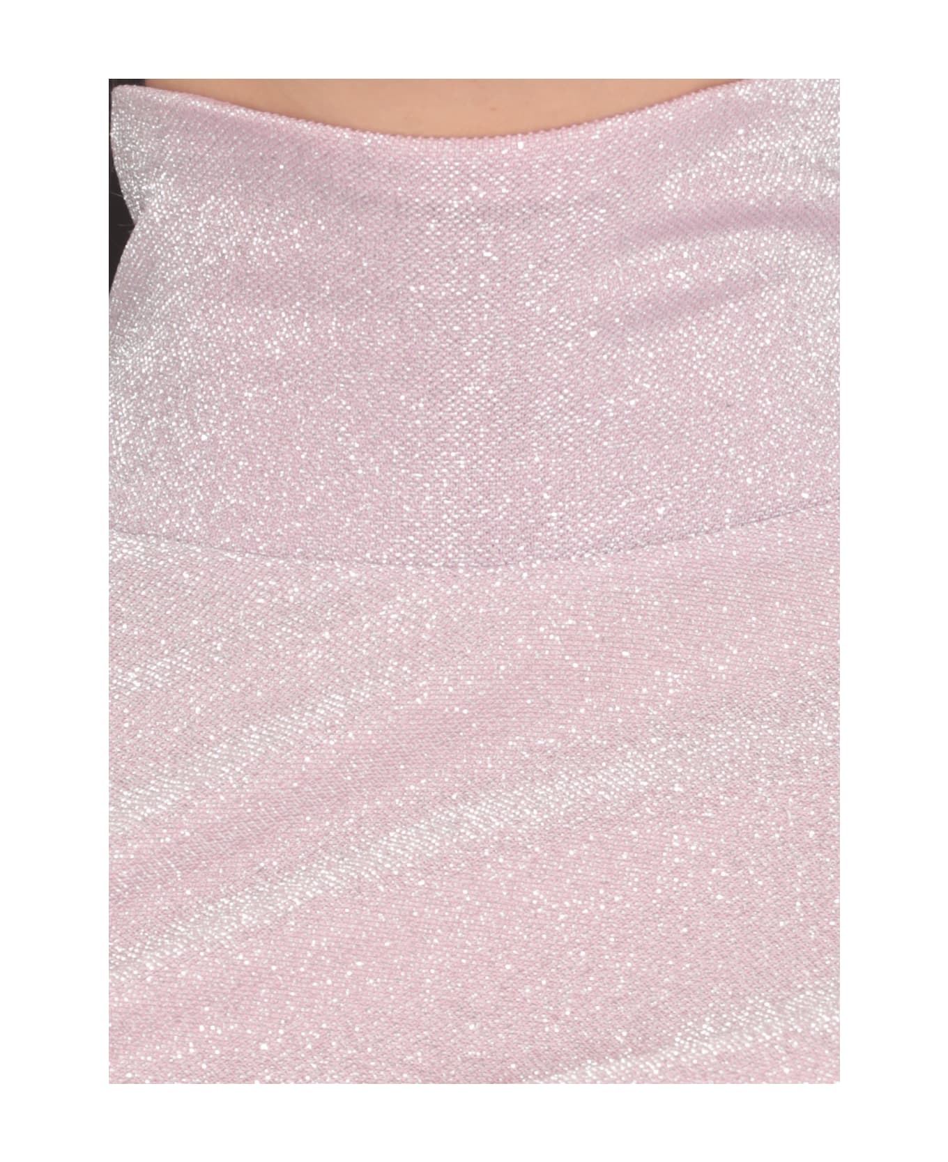 Msgm Glitter Turtleneck Top In Pink