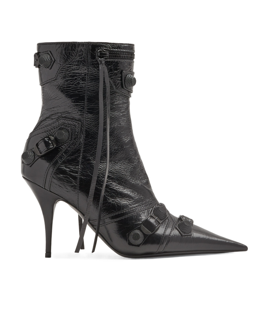 Balenciaga Cagole 50 Ankle Boots In Lamb Leather In Black