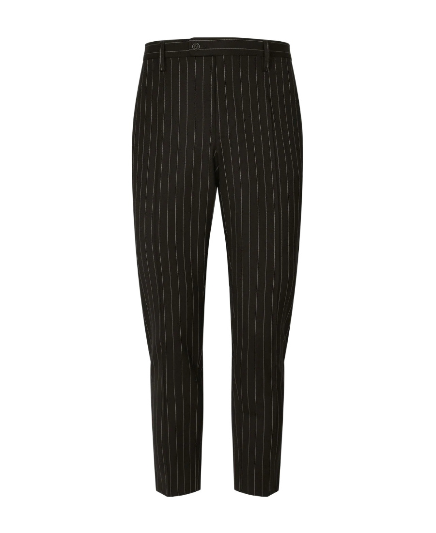 Dolce & Gabbana Wool Pinstripe Skinny Trousers In Black