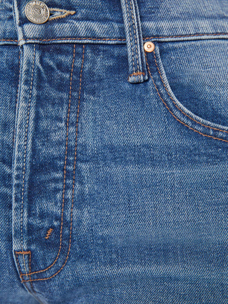 Mother High-waist Hiker Hover Across The Finnish Line Slim Straight Leg Jean In Blue