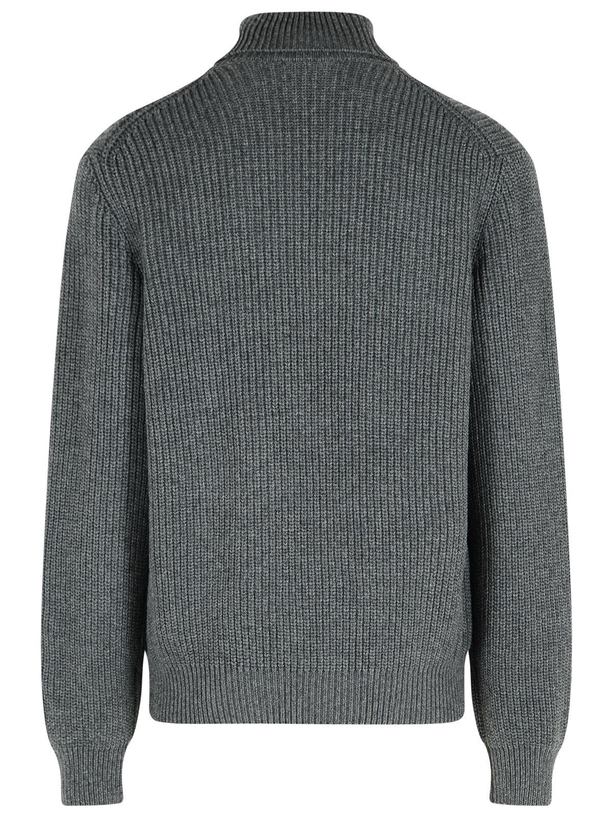 Dolce & Gabbana Ribbed Texture Wool Turtleneck Sweater In Gray