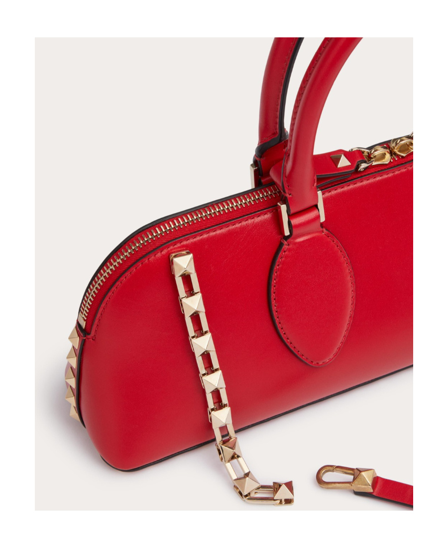 Valentino Rockstud East-west Leather Tote Bag In Red