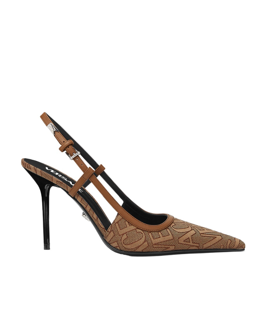 Versace Allover Slingback Pumps In Multicolor