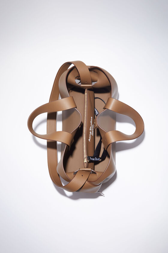Acne Studios Logo-debossed Leather Tote Bag In Brown