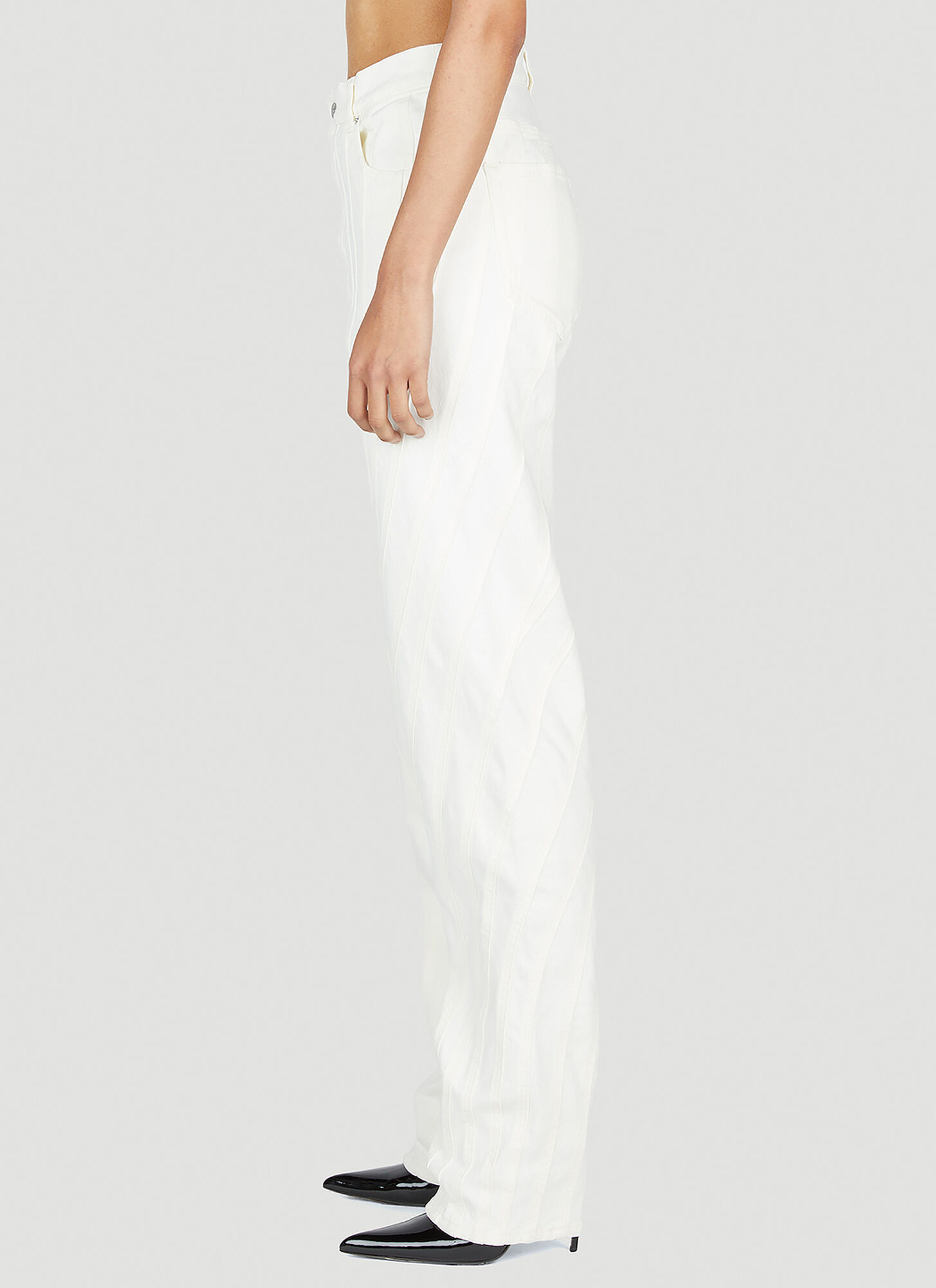 Mugler Belt Loop With Jeans In White