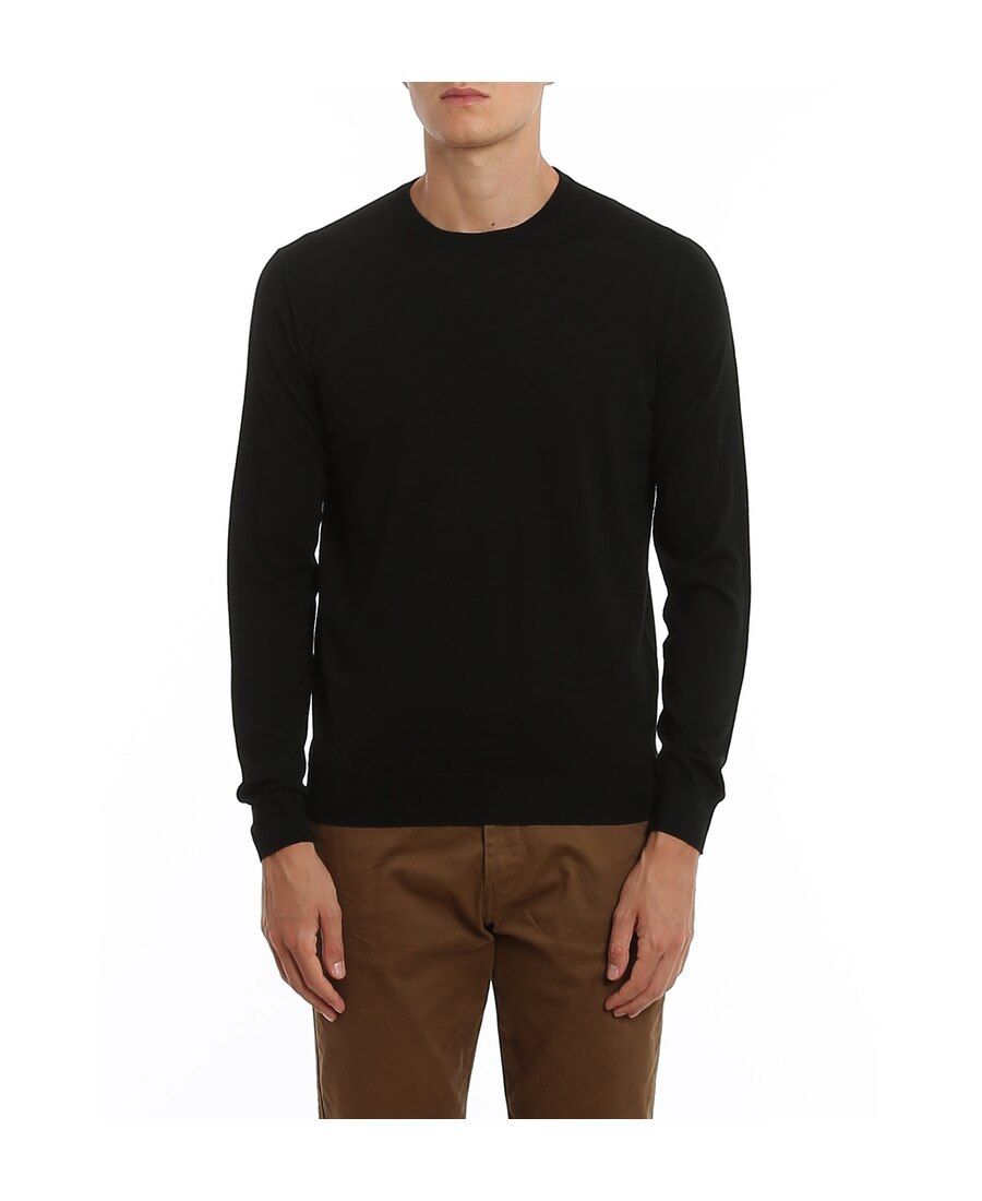 Drumohr Crew Neck Lightweight Jumper In Black