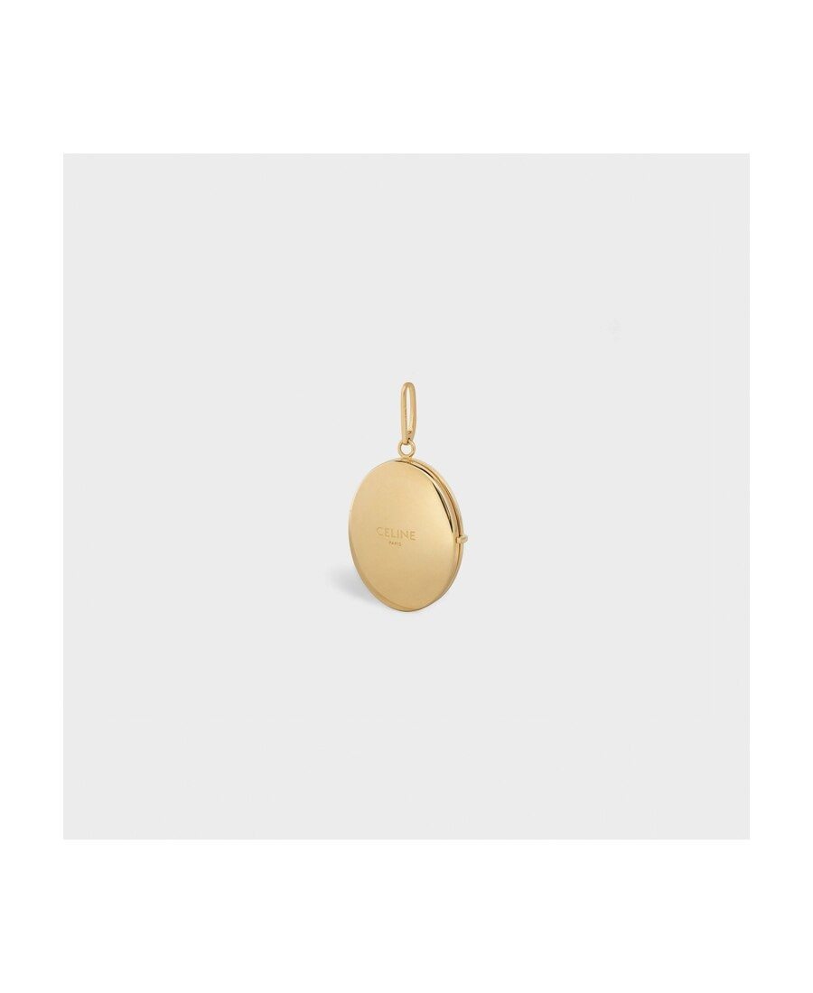Celine Oval Mirror Commemorative Medallion Pendant In Yellow