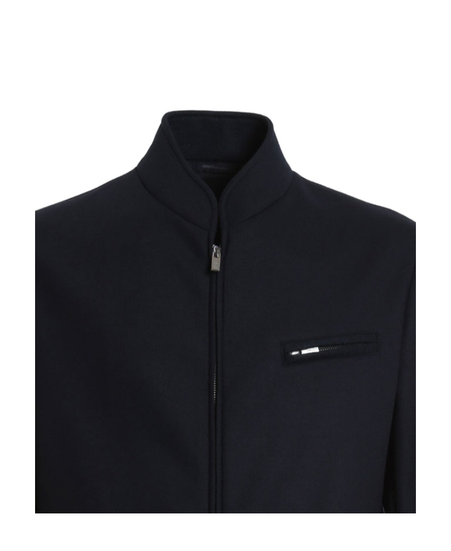 Armani Collezioni Wool Collar Jacket In Black