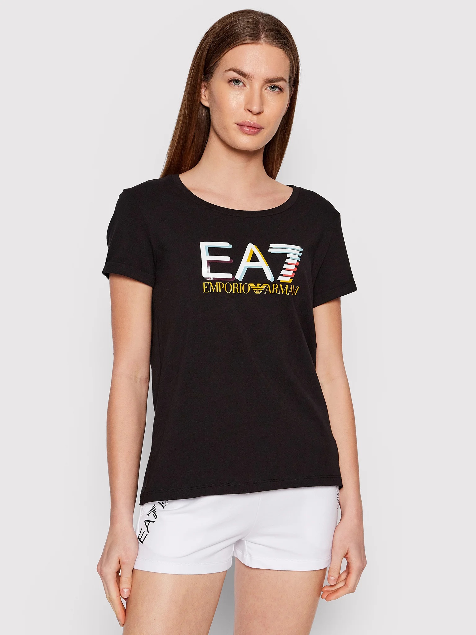 Ea7 T-shirt With Round Neck And Short Sleeves In Black
