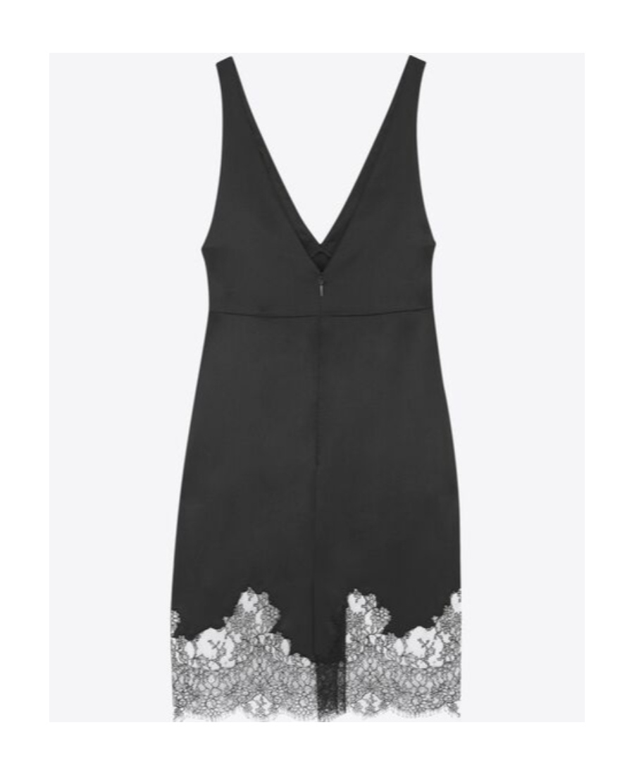Saint Laurent Lace-trim Minidress In Black
