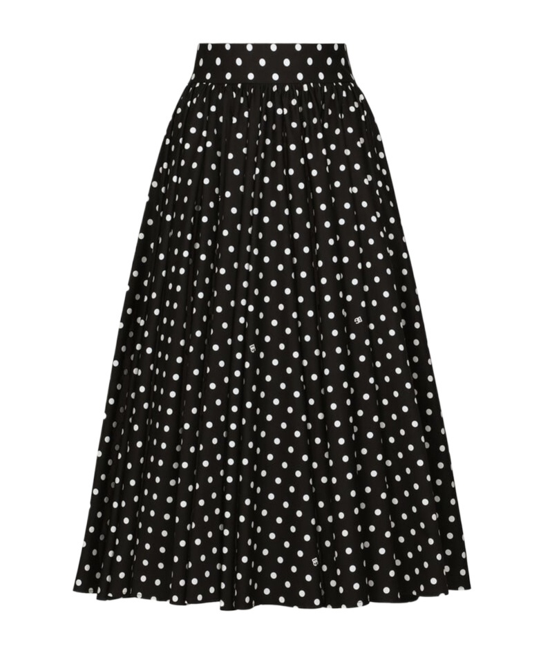 Dolce & Gabbana Polka-dot Cotton Midi Skirt In Multi