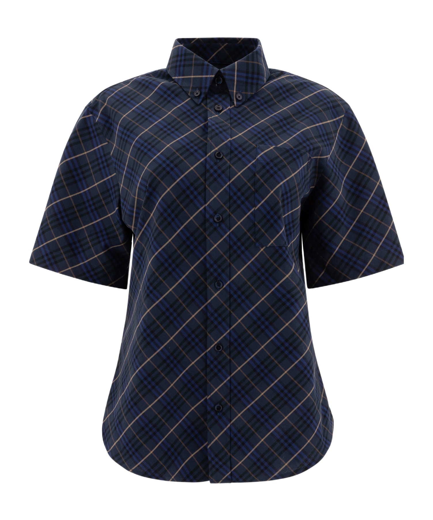 Burberry Checked Short-sleeved Shirt In Black