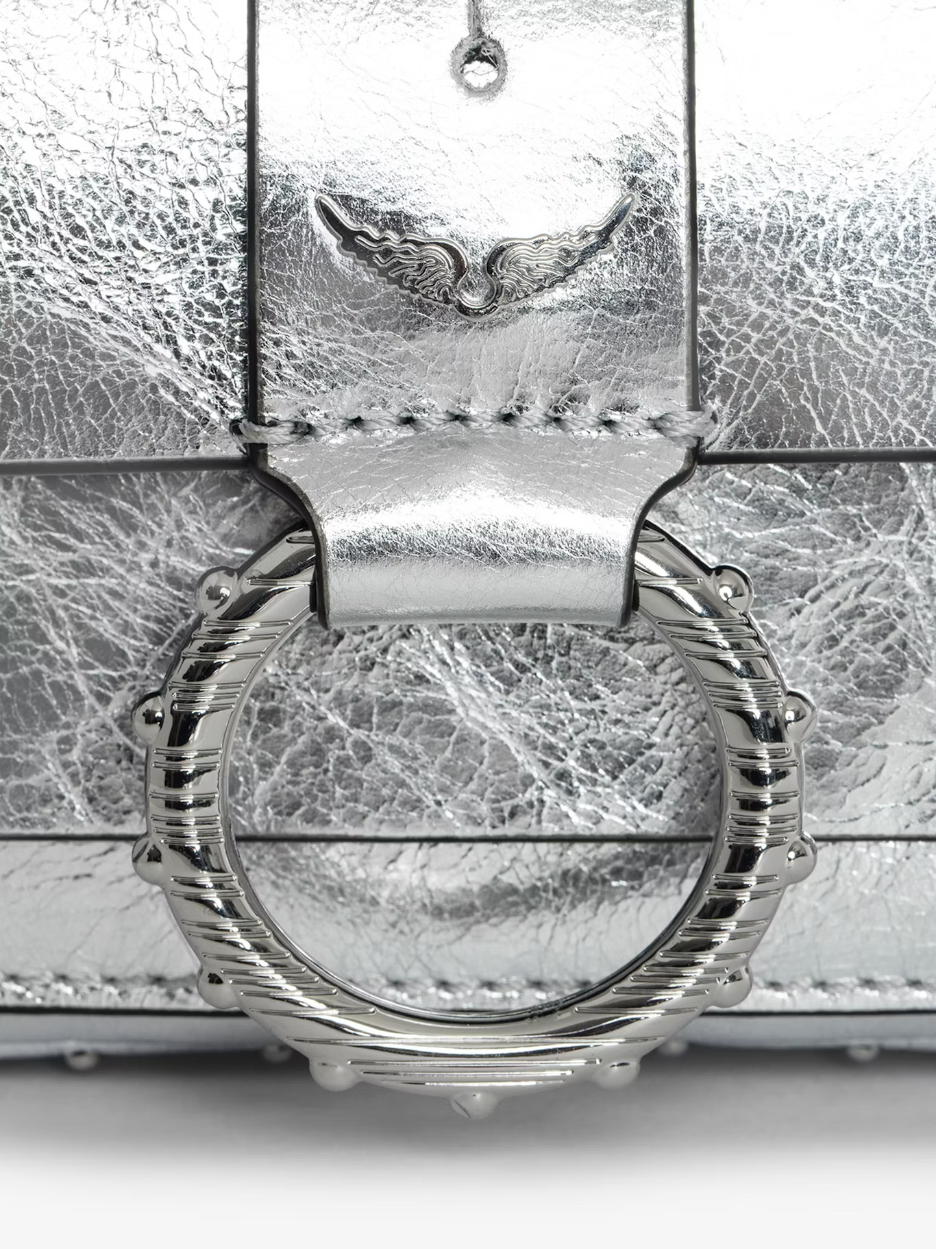 Zadig & Voltaire Metallic Leather Crossbody Bag In Silver