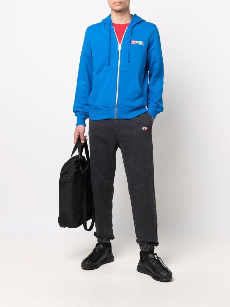 Diesel Cotton Joggers With Applied Logo In Black