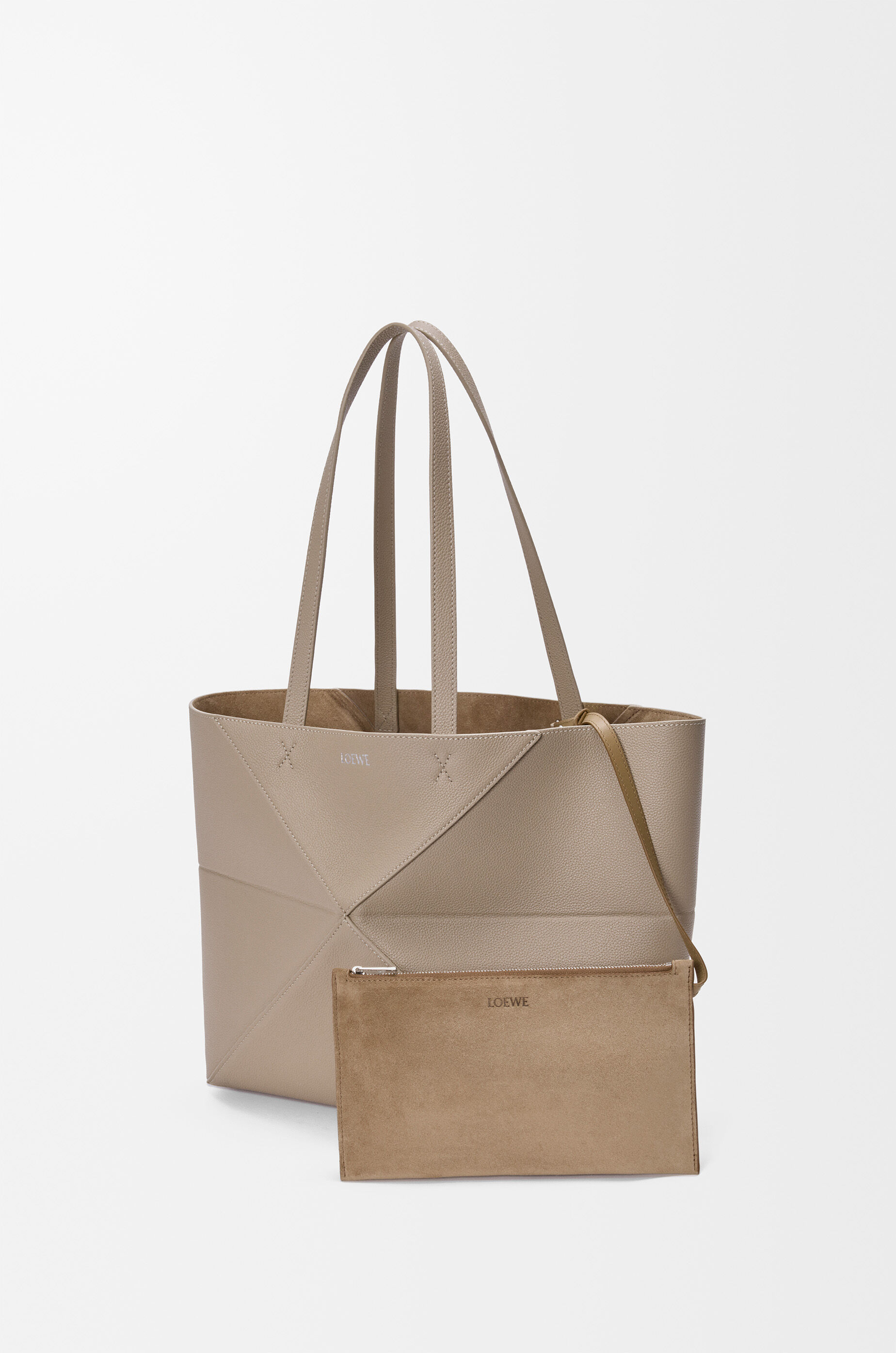 Loewe Medium Leather Puzzle Fold Tote Bag In Brown