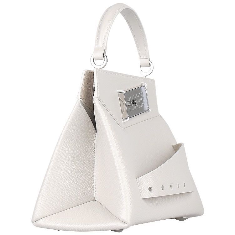 Maison Margiela Snatched Leather Shoulder Bag In Gray
