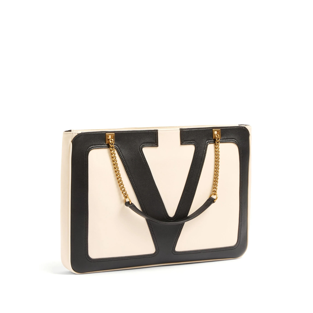 Valentino Zipper Shoulder Bag In White