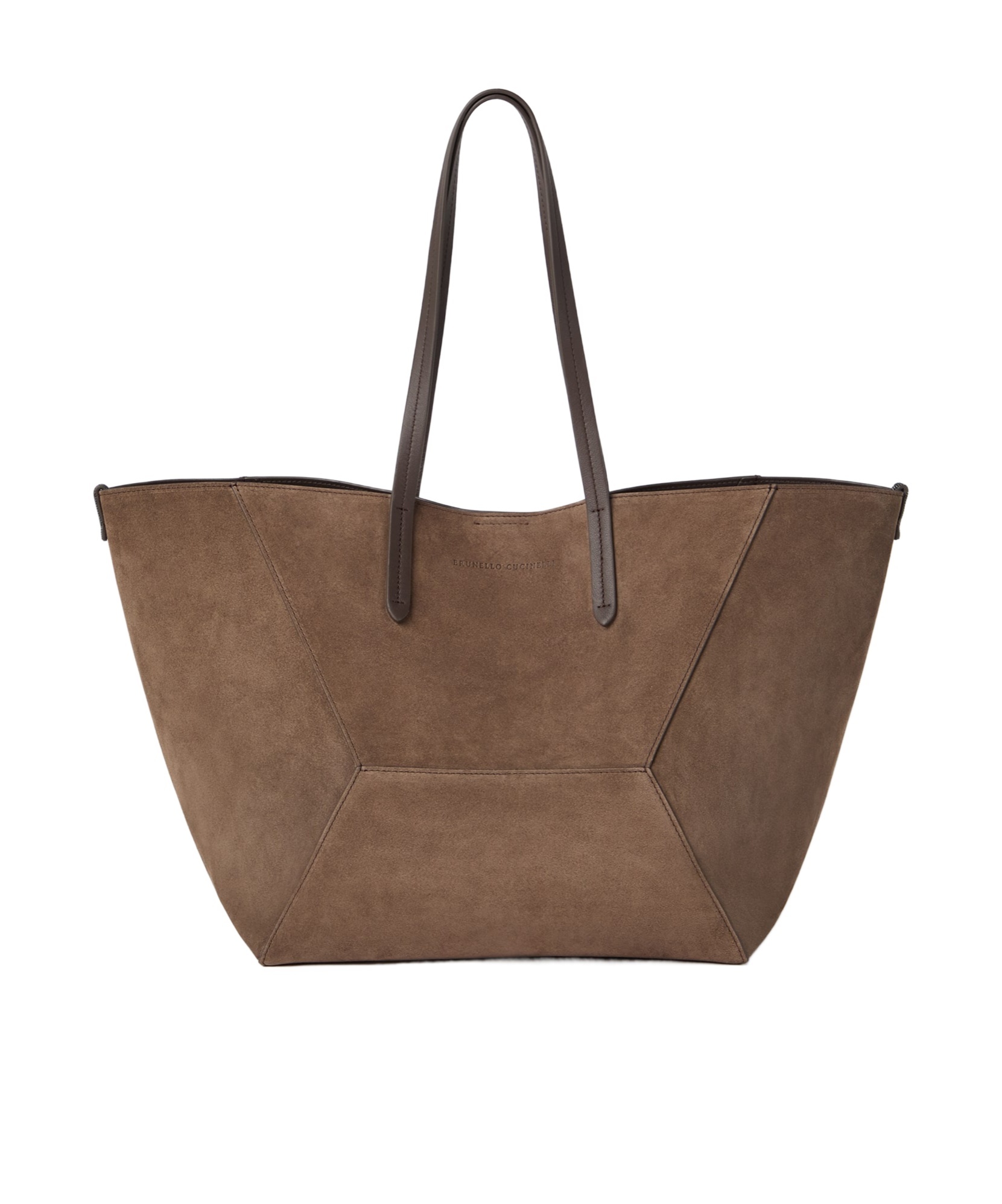 Brunello Cucinelli Softy Velour Suede Tote Bag In Brown