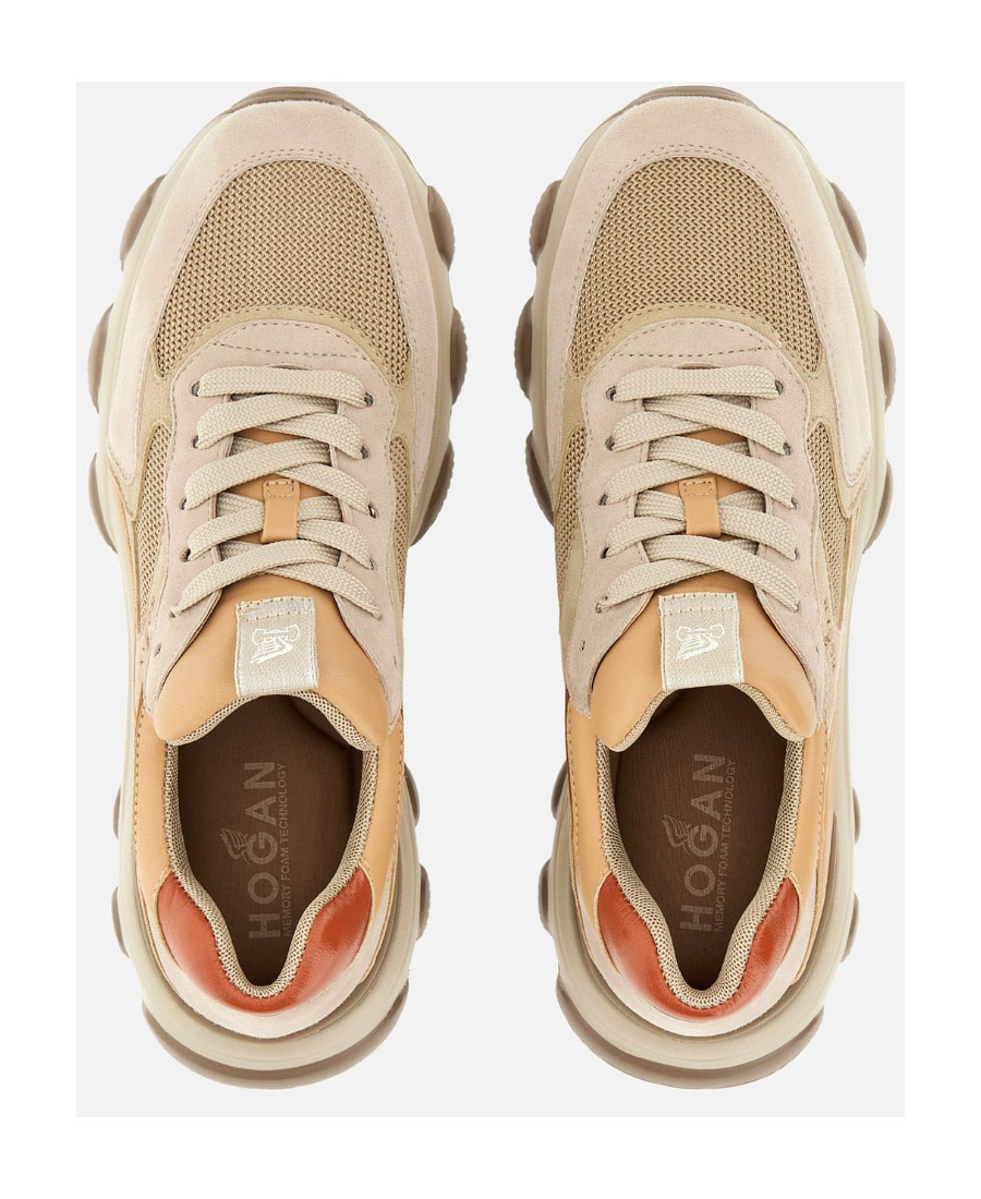Hogan Hyperactive Panelled Leather Sneakers In Nude