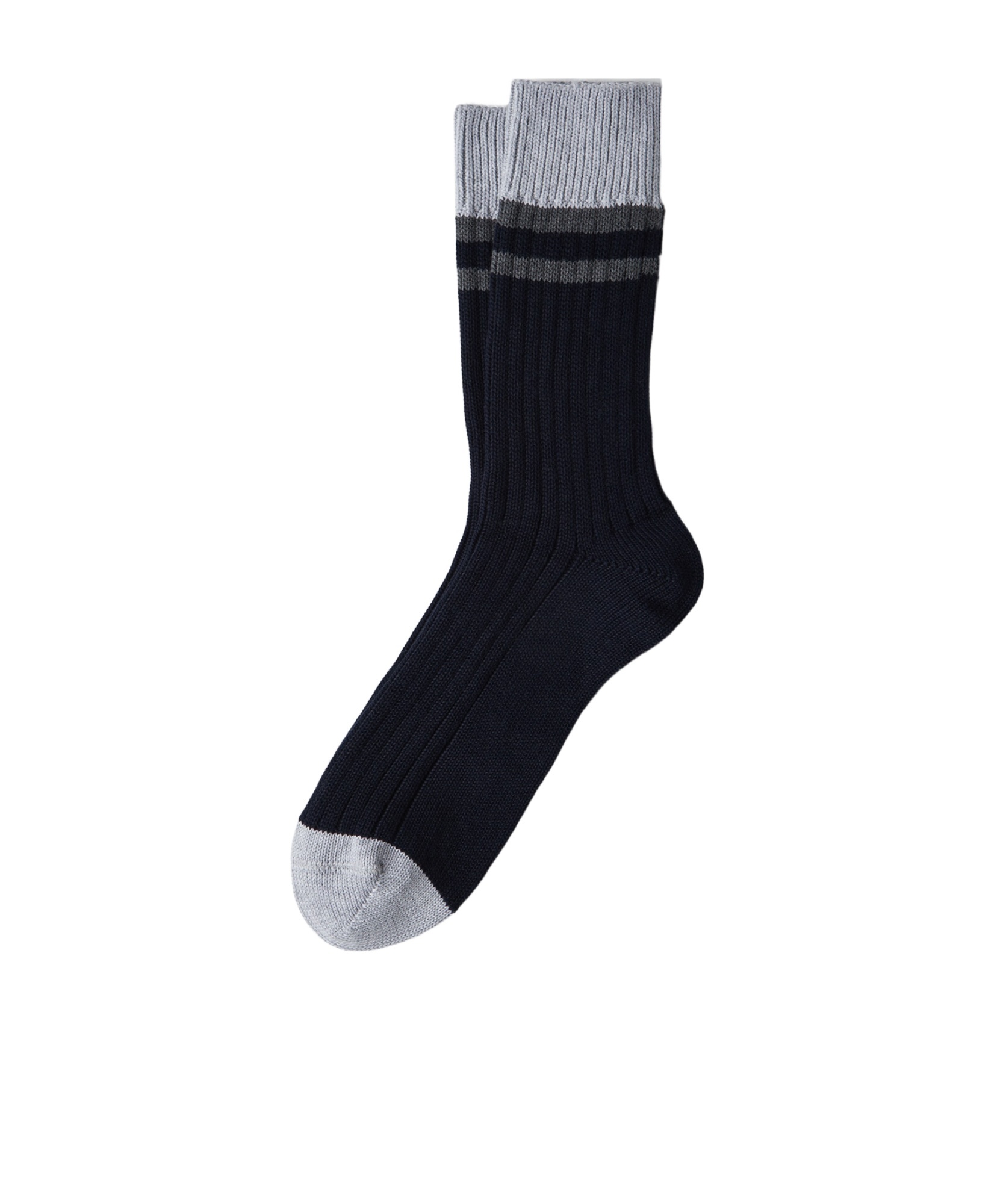 Brunello Cucinelli Cotton Striped Socks In Black